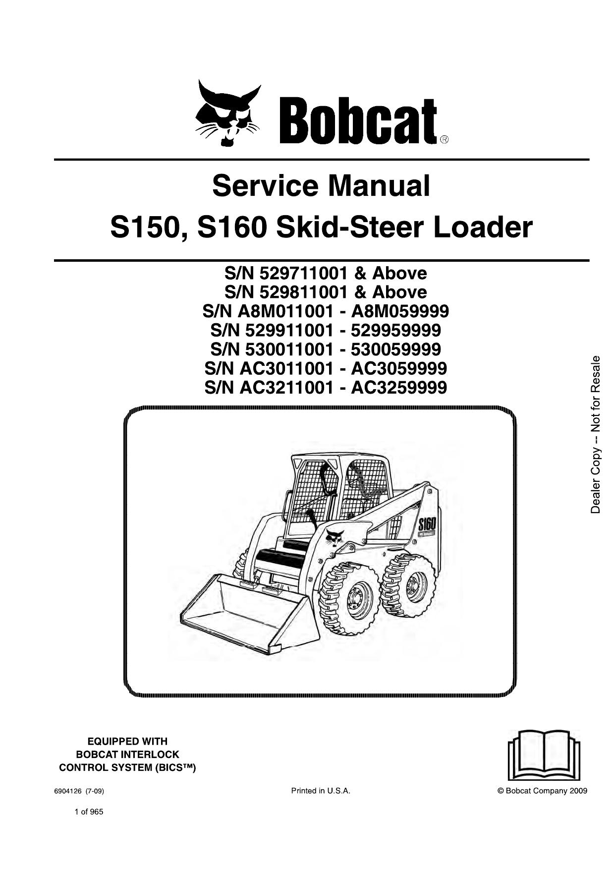 S150, S160 Skid-Steer Loader Service Manual Bobcat 2